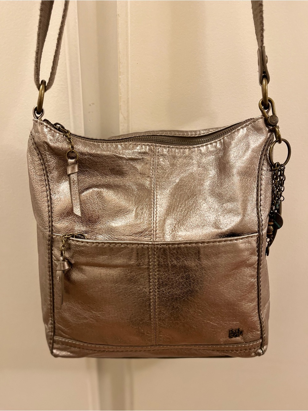 The Sak Metallic Champagne Gold Leather Shoulder/Crossbody Bag